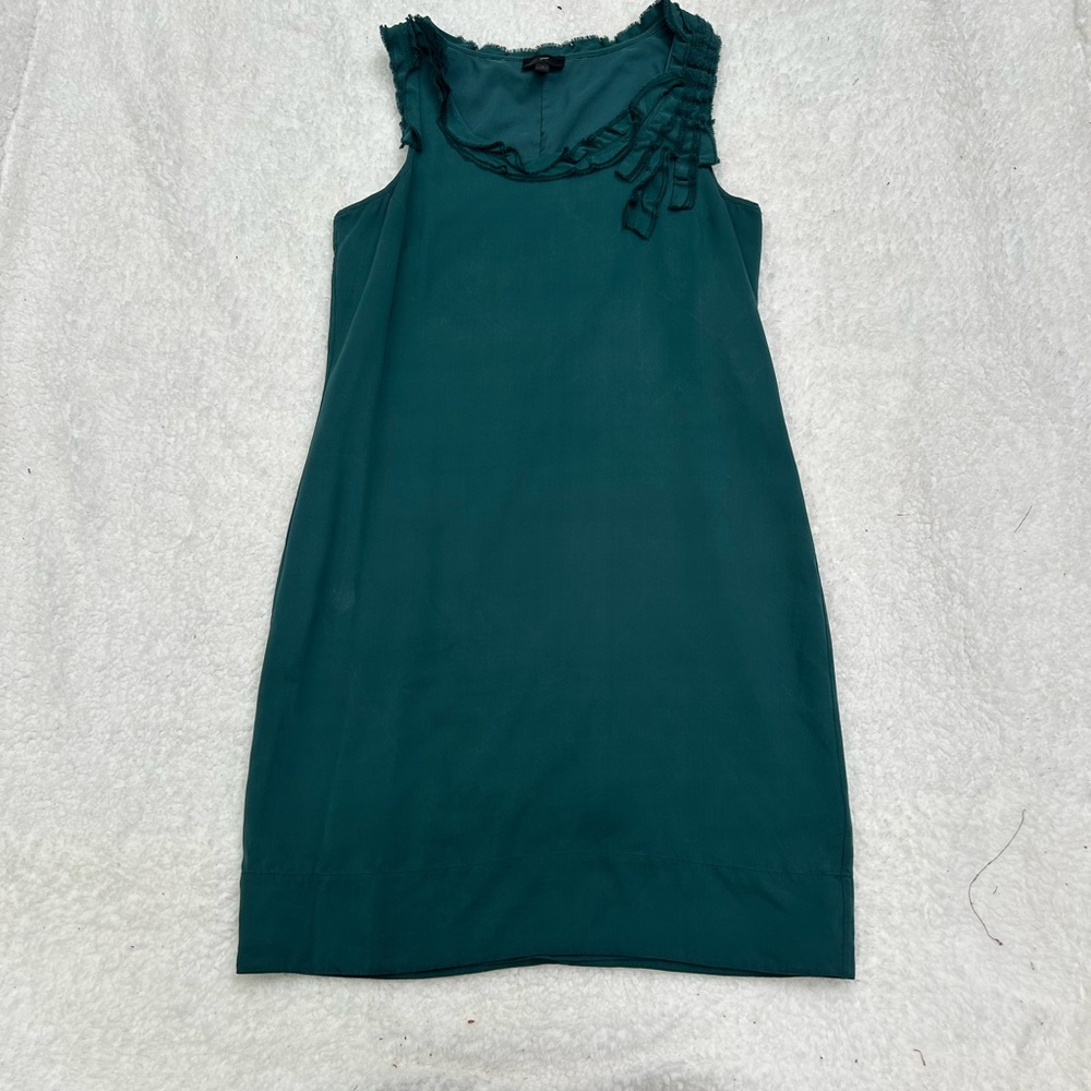 Banana Republic Teal Sleeveless Shift Dress with Ruffle Neck